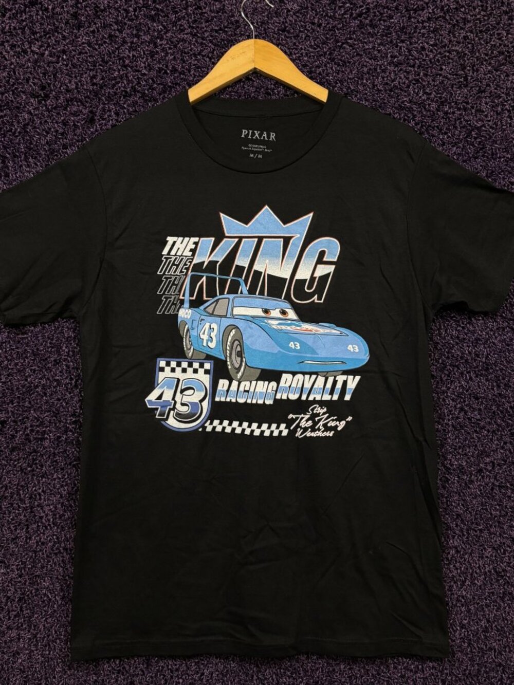Strip The King Weathers Cars Disney Pixar Movie T-Shirt M